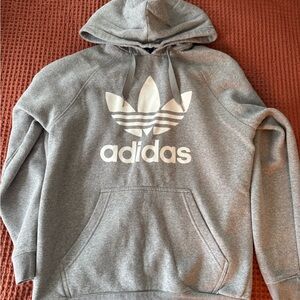 adidas Gray Crewneck Hoodie with White Trefoil Logo